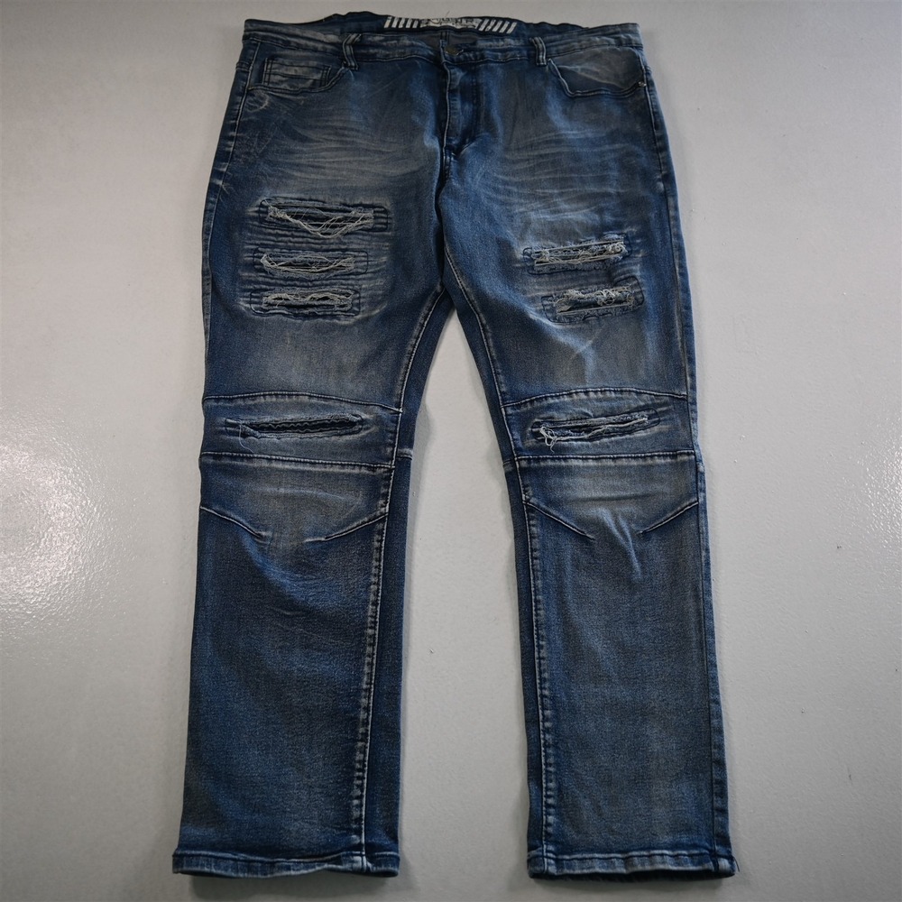 Slim Straight Distressed Men’s Jeans - Blue
